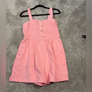 Pink Sleeveless Romper with Button Detail